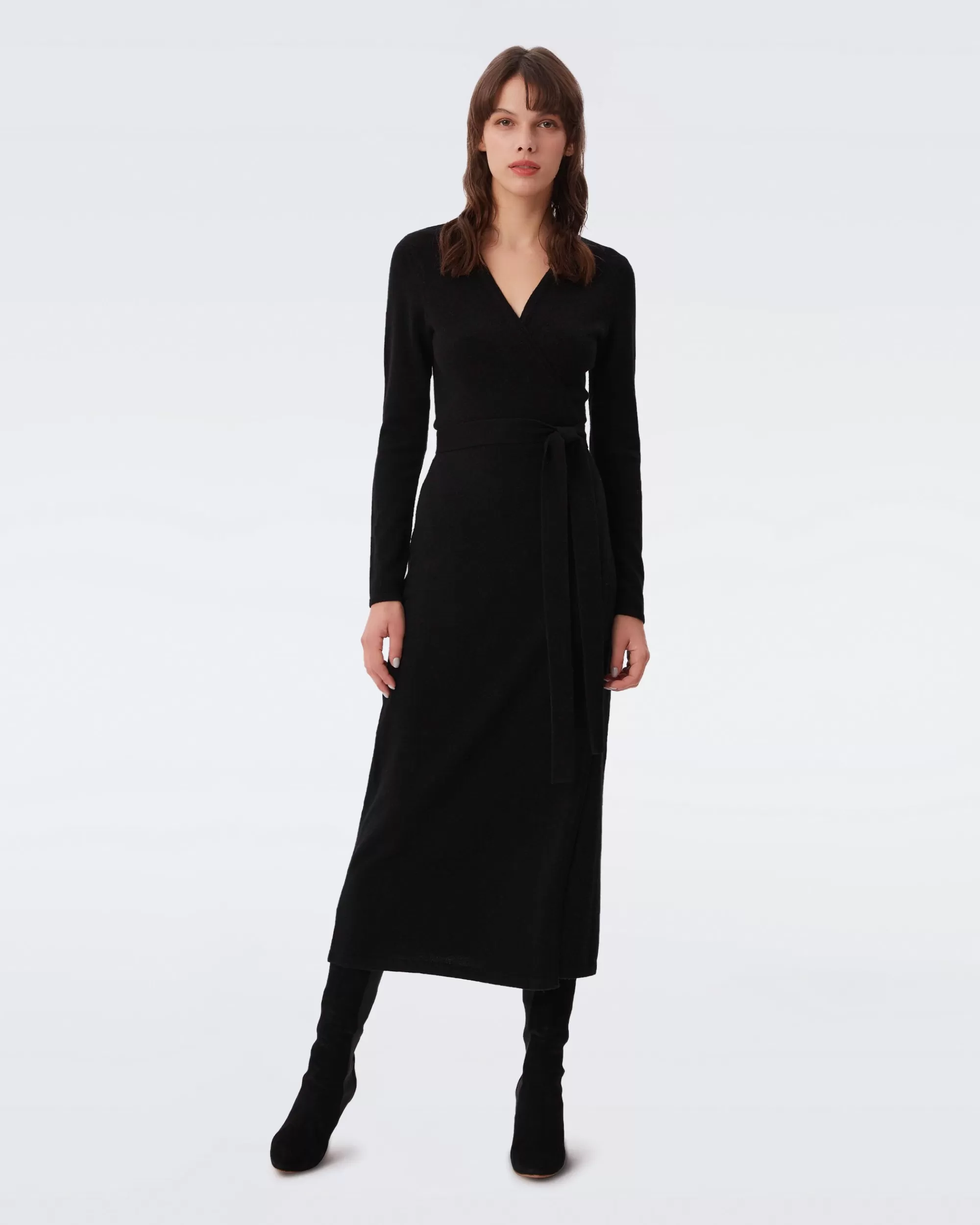 New Astrid Wool-Cashmere Wrap Dress Midi Dresses | Knit Dresses