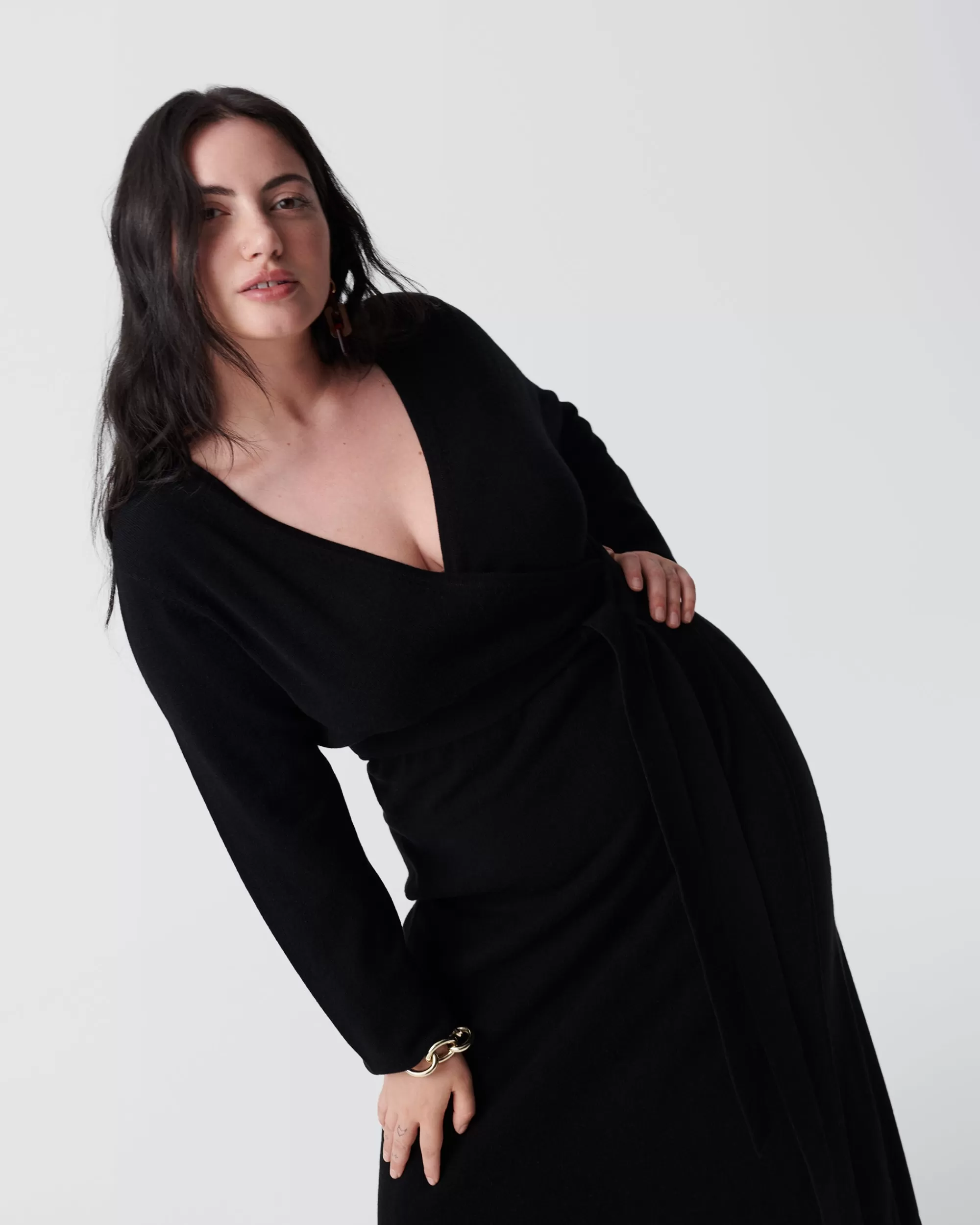 New Astrid Wool-Cashmere Wrap Dress Midi Dresses | Knit Dresses