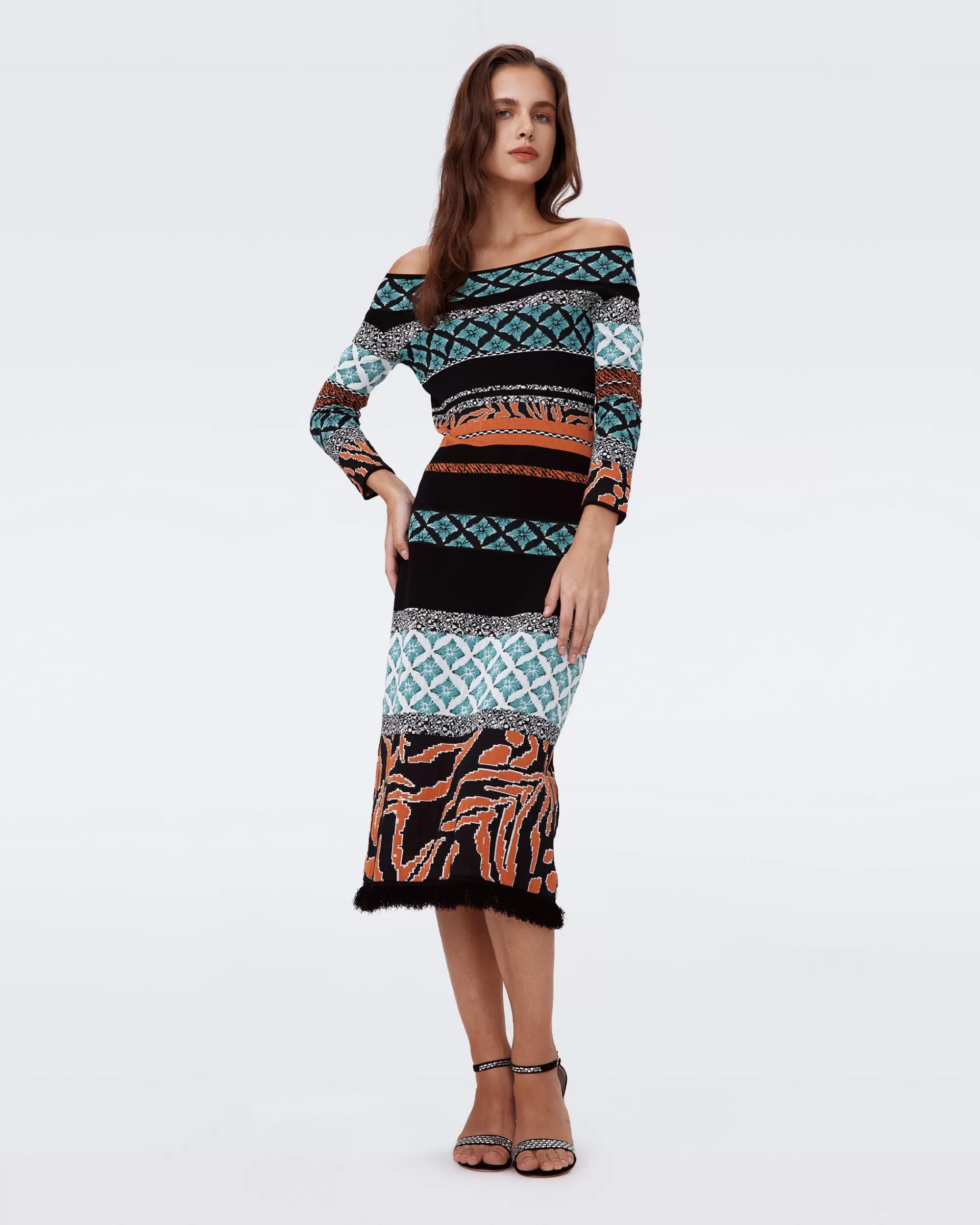 Flash Sale Ellanor Knit Jacquard Dress Midi Dresses | Knit Dresses