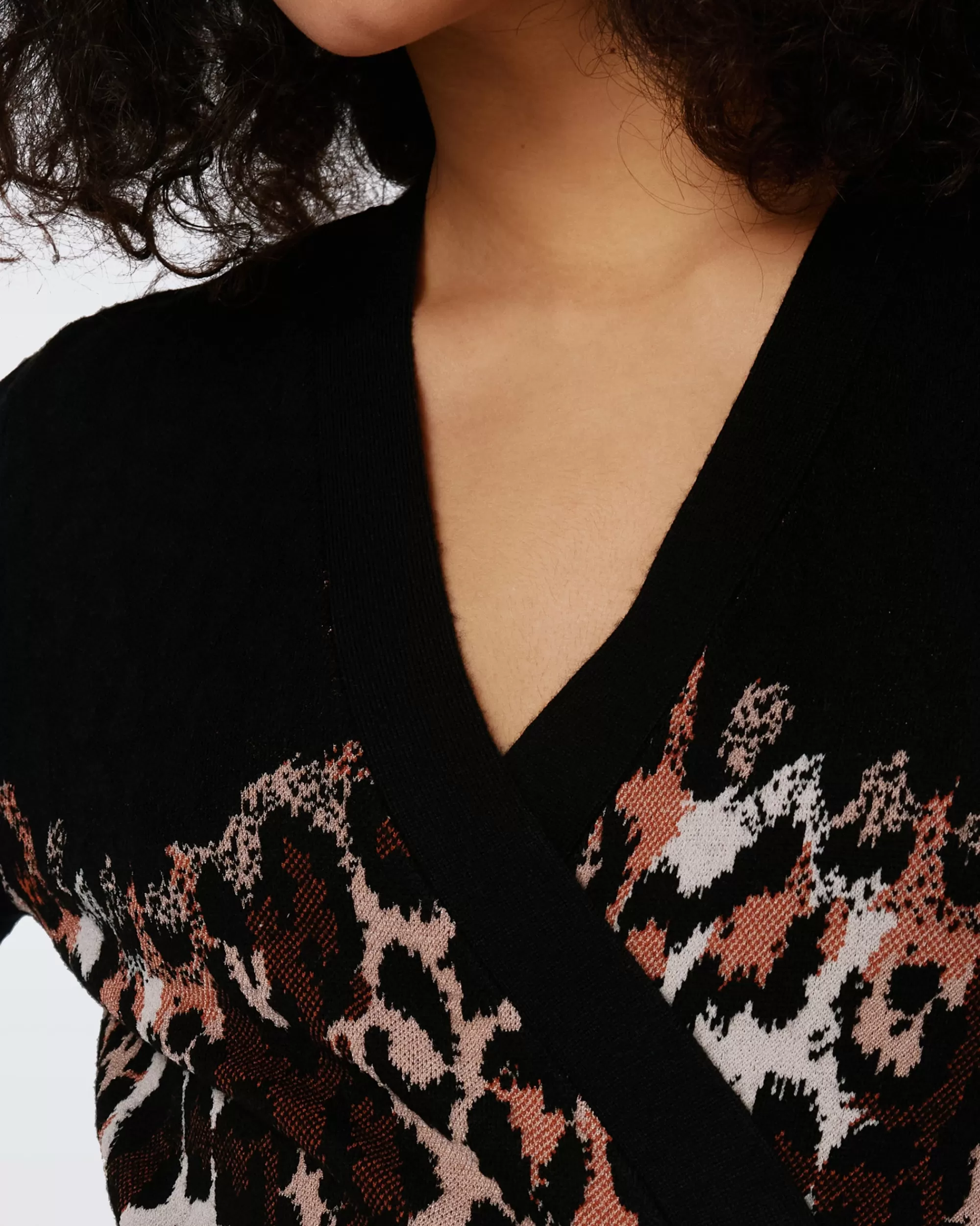 Shop Savannah Knit Jacquard Wrap Dress Midi Dresses | Knit Dresses